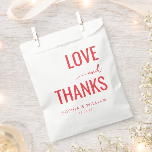 Warme rote typografische Dankbarkeit Geschenktütchen (Ausgeschnitten)