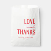 Warme rote typografische Dankbarkeit Geschenktütchen (Vorderseite)