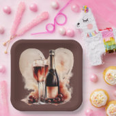 Warme rote und braune Wasserfarbe Champagnerflasch Pappteller (Party)