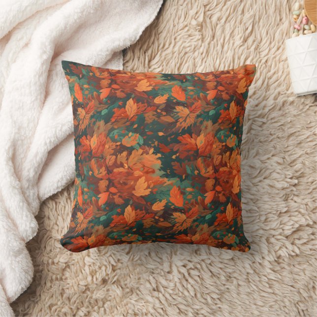 Warme rustikale Blätter - Boho Ästhetik Kissen (Decke)