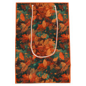 Warme rustikale Blätter - Boho Ästhetik Mittlere Geschenktüte (Rückseite)