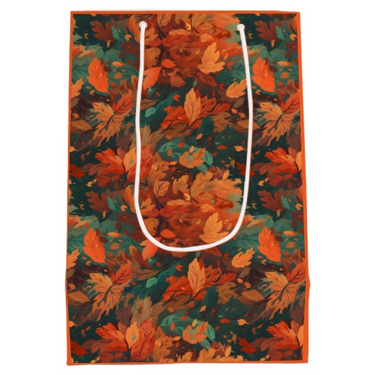 Warme rustikale Blätter - Boho Ästhetik Mittlere Geschenktüte (Rückseite)