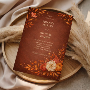 Warme Rustikale Blumen Herbst Elegant Einladung