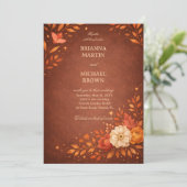 Warme Rustikale Blumen Herbst Elegant Einladung (Stehend Vorderseite)