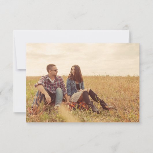 Warme rustikale Blumenhochzeit speichert die Datum Einladung (Rückseite)