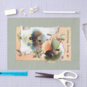 Warme rustikale Häuser, Heilige und frohe Weihnach Seidenpapier (Handwerk)