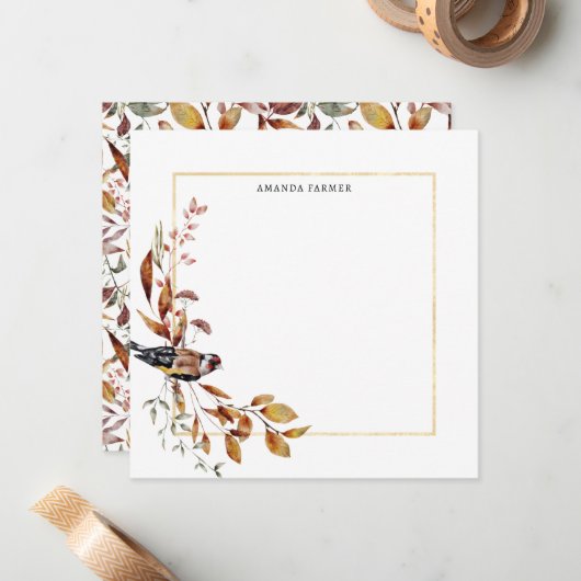 Warme rustikale Herbstlaube & Vogel Mitteilungskarte (Vorderseite/Rückseite Beispiel)