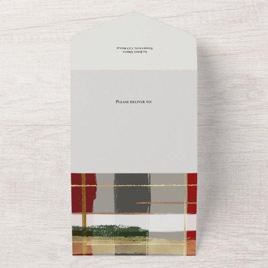 Warme rustikale Pinselstriche mit Gold Highlights All In One Einladung (Außenbereich)