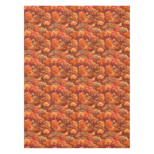 wärme Rustikale Wasserfarbenfallen Bäume | Boho Ae Tischdecke (Vorderseite)