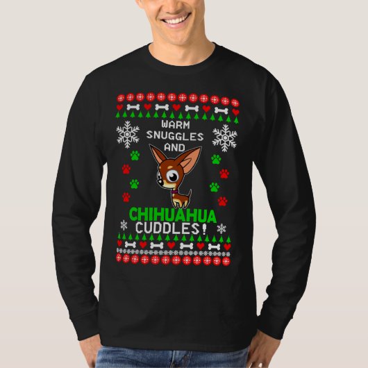 Warme Schnecken und Chihuahua Cuddles Christmas Sw T-Shirt (Vorderseite)
