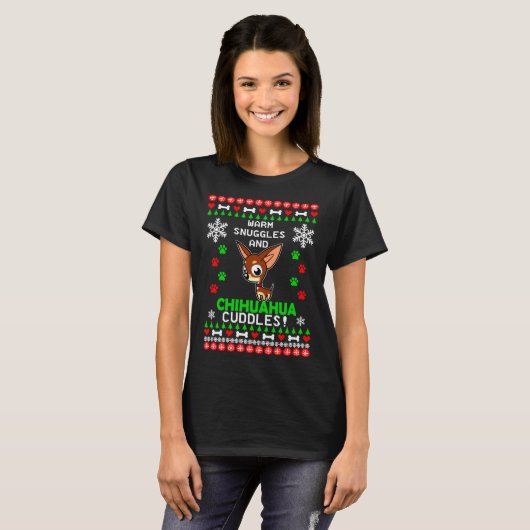 Warme Schnecken und Chihuahua Cuddles Christmas Sw T-Shirt (Vorne ganz)