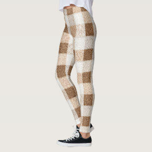 Warme Schokoladencreme Braunkariert Gestreift Leggings