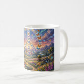 Warme schöne Farben des Friedenszeichens Kaffeetasse (VorderseiteRechts)