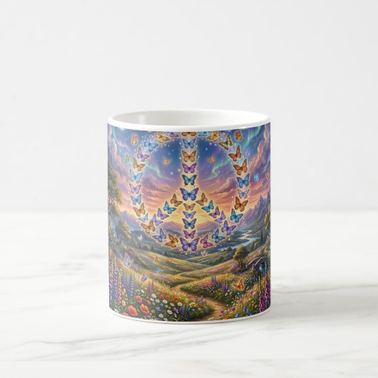 Warme schöne Farben des Friedenszeichens Kaffeetasse (Mittel)
