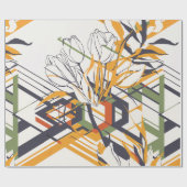 Warme Senf Geometrische Florale mit Tulpendetails Geschenkpapier (Flach)