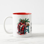 Warme Socken und Kakaobohnen Zweifarbige Tasse (Links)