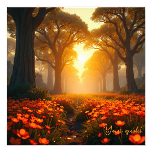 Warme Sonnenlicht Wildblumen Landschaft Natur Fotodruck