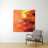 Warme Sonnenuntergang Wasserfarben Bäume Wandteppich (Beispiel)