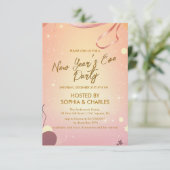 Warme Stimmung und rosa Silvester-Party Einladung (Stehend Vorderseite)