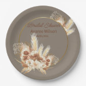 Warme Stone Boho Pampas Grass Dusche Pappteller (Vorderseite)