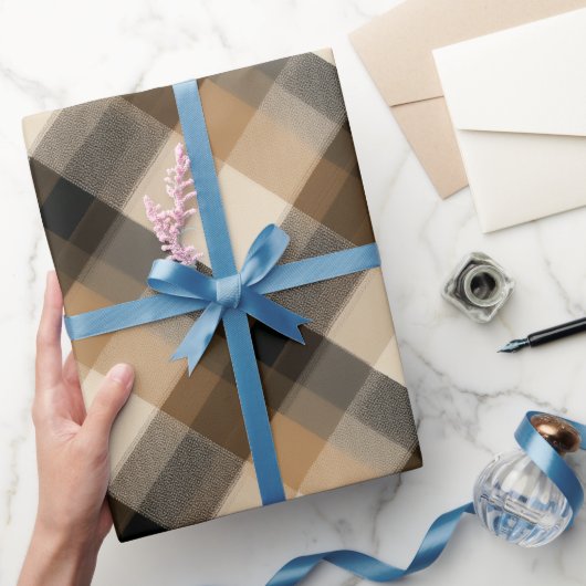 Warme Tanbraune Holzhütte Eiche Karomuster Geschenkpapier (Schenken)