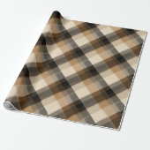 Warme Tanbraune Holzhütte Eiche Karomuster Geschenkpapier (Ungerollt)