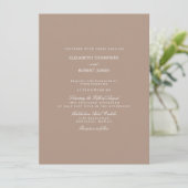 Warme Taupe Beige mit weißer Hochzeitdetails Einladung (Stehend Vorderseite)