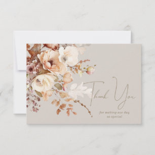 Warme Taupe floral Vielen Dank Note Card Dankeskarte