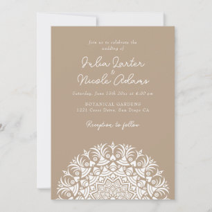 Warme Taupe Greige Abstrakte Mandala Hochzeit Einladung