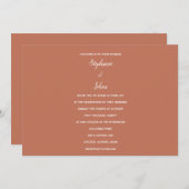 Warme Terracotta Weißer Klassischer Minimal Hochze Einladung (Vorne/Hinten)