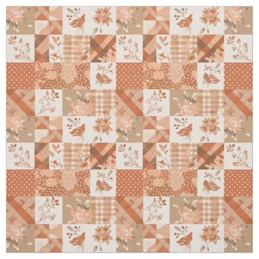 Warme Terrakotta-Patchwork-Herbst-Altweiber-Sommer Stoff (Muster)