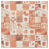 Warme Terrakotta-Patchwork-Herbst-Quilt Stoff (Nahaufnahme)