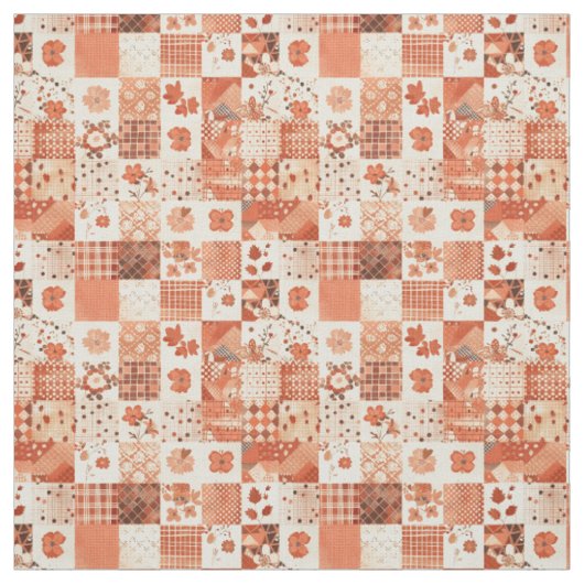 Warme Terrakotta-Patchwork-Herbst-Quilt Stoff (Muster)