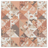 Warme Terrakotta-Patchwork-Herbst-Quilt Stoff (Nahaufnahme)