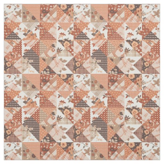 Warme Terrakotta-Patchwork-Herbst-Quilt Stoff (Muster)