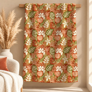 Warme Terrakotta-Rot-Boho-Blumen-Decke Fleecedecke