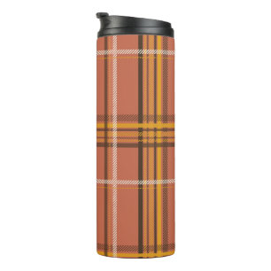 Warme Terrakotta-Senf-Karo-Ästhetik Thermosbecher