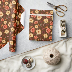 Warme Töne Sonnenblumen Wasserfarben Muster Geschenkpapier