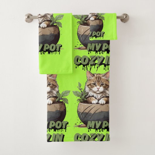 Warme Tones Kitten Pot Delight Badhandtuch Set (Insitu)
