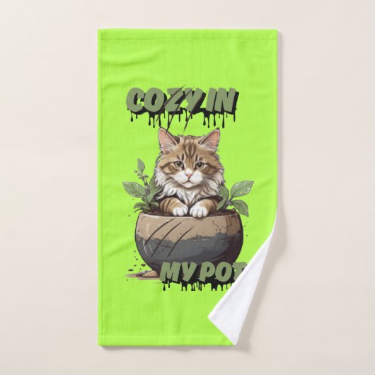 Warme Tones Kitten Pot Delight Badhandtuch Set (Handtuch)