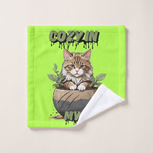 Warme Tones Kitten Pot Delight Badhandtuch Set (Waschlappen)