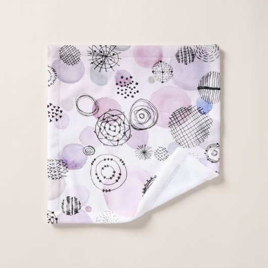 Warme Tones Wasserfarbmuster Badhandtuch Set (Waschlappen)