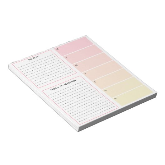 Warme Tones Weekekly Planning Notepad Notizblock (angewinkelt)