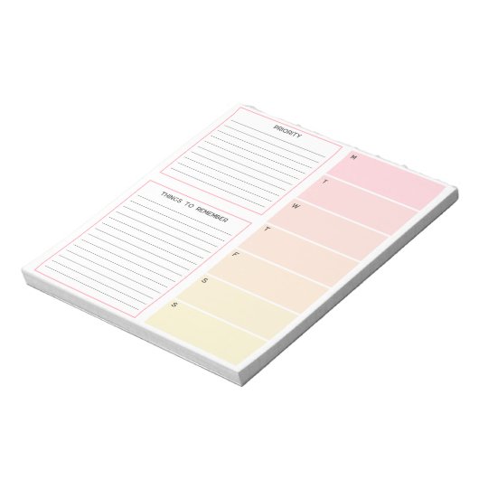 Warme Tones Weekekly Planning Notepad Notizblock (Rotiert)