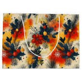 Warme Tones Weihnachtsgeschenke mit festem Blumens Große Geschenktüte (Rückseite)