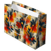 Warme Tones Weihnachtsgeschenke mit festem Blumens Große Geschenktüte (Vorderseite Schrägansicht)