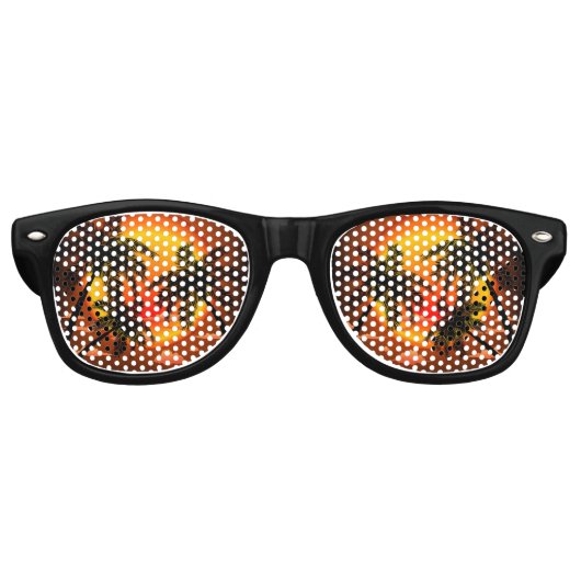 Warme topische Sonnenuntergänge und Palmen Partybrille (Vorderseite)