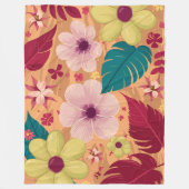 Warme Tropenflora mit roten und grünen Blätter Fleecedecke (Vorderseite)