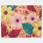 Warme Tropenflora mit roten und grünen Blätter Fleecedecke (Vorderseite (Horizontal))