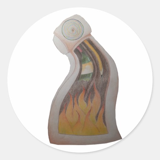 Warme Uhr am Feuer Runder Aufkleber (Vorderseite)